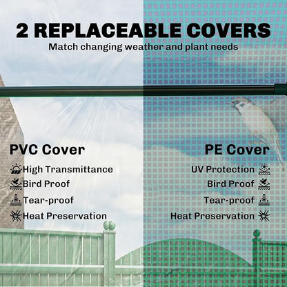 Outsunny 6' x 3' x 3' Portable Greenhouse, Garden Green House with 2 PE/Plastic Covers, Steel Frame and 2 Roll Up Windows, Green