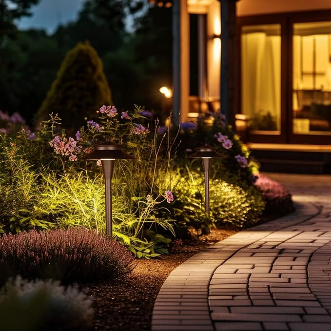 LEONLITE 6-Pack 5CCT Low Voltage LED Pathway Lights, Double Layer Head | 12-24V AC/DC, IP65, Landscape Path Lights, for Walkway Yard Garden, 1800/2700/3000/4000/5000K, Oil Rubbed Bronze, Aluminum