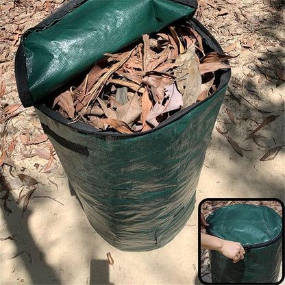 Compost Bin Bags 34 Gallon, Garden Compost Bags Outdoor Reusable,Organic Waste Garden Yard Compost Bag Collapsible Leaf Lawn Bags Gardening Container (Green 1pc)
