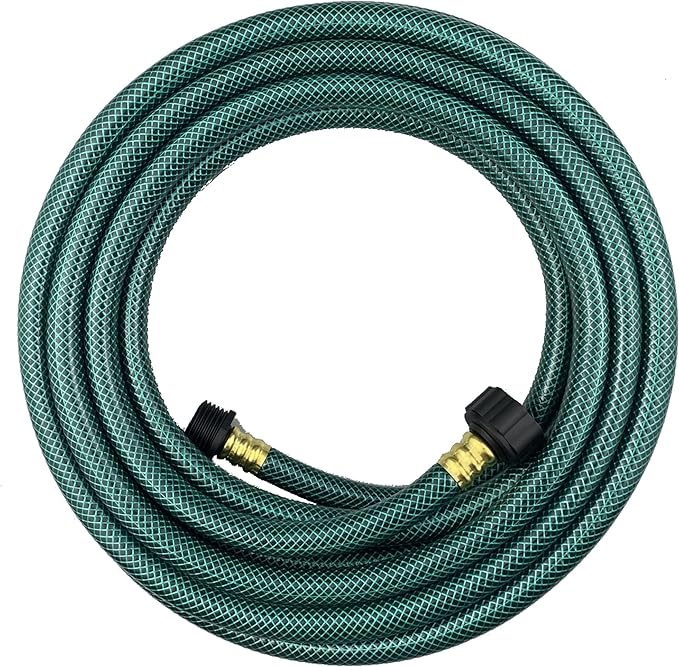 Darnassus PVC Garden Hose 1/2 Inch, 25 FT Flexible Water Hose Green with Male and Female Plastic Fittings - No Leaking and Lightweight for Household Outdoors Lawns Patio
