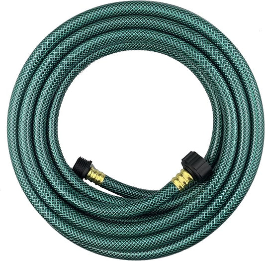 Darnassus PVC Garden Hose 1/2 Inch, 25 FT Flexible Water Hose Green with Male and Female Plastic Fittings - No Leaking and Lightweight for Household Outdoors Lawns Patio