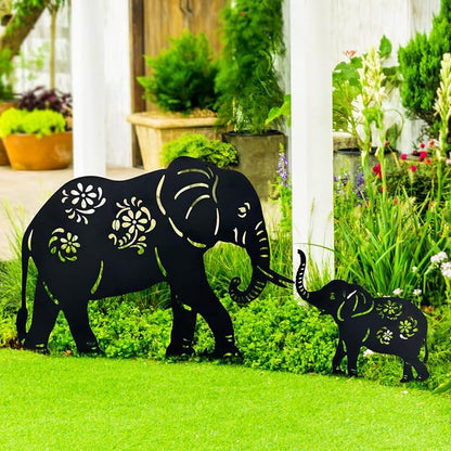 TIGGSY Elephant Metal Decorative Garden Stakes Elephant Gifts for Women/Men Elephant Lovers Gifts Silhouette Statues for Yard Art, Outside, Patio, Outdoor Decor, Garden Decorations, Lawn Ornament