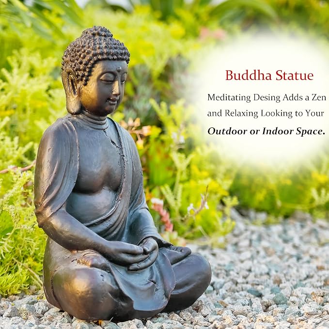 14" Buddha Statue Outdoor, Buddha Statues Home Indoor, Zen Decor Buda Garden