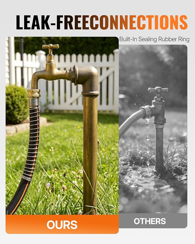 Heavy Duty Rubber Garden Hose 15FT x 3/4", Flexible Water Hose with 360° Swivel Brass Fittings, 300 PSI Working, 1000 PSI Burst, 5-Layer Reinforce, All Weather Outdoor Hose, BG15GH406