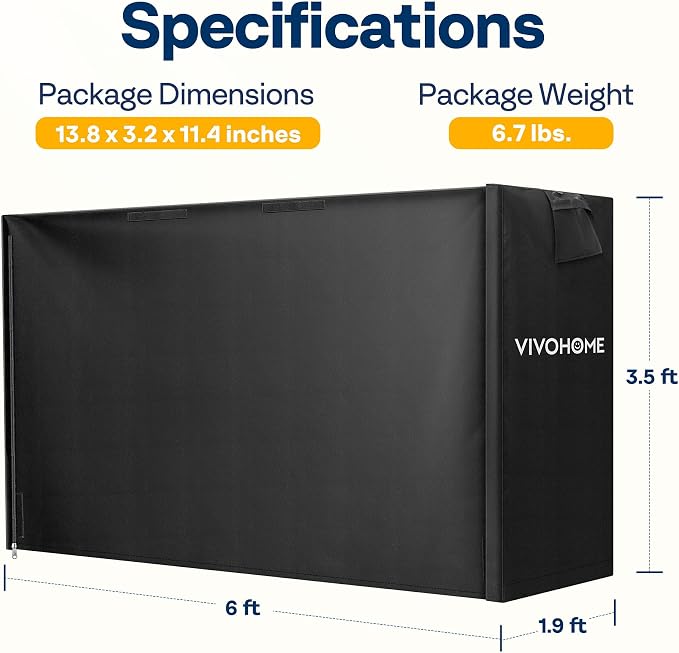 VIVOHOME 6ft Waterproof Log Rack Cover, Heavy Duty 600D Oxford Outdoor Firewood Storage Cover with Zipper and Hook Loop Tape (Log Rack not Included)