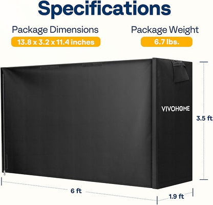 VIVOHOME 6ft Waterproof Log Rack Cover, Heavy Duty 600D Oxford Outdoor Firewood Storage Cover with Zipper and Hook Loop Tape (Log Rack not Included)