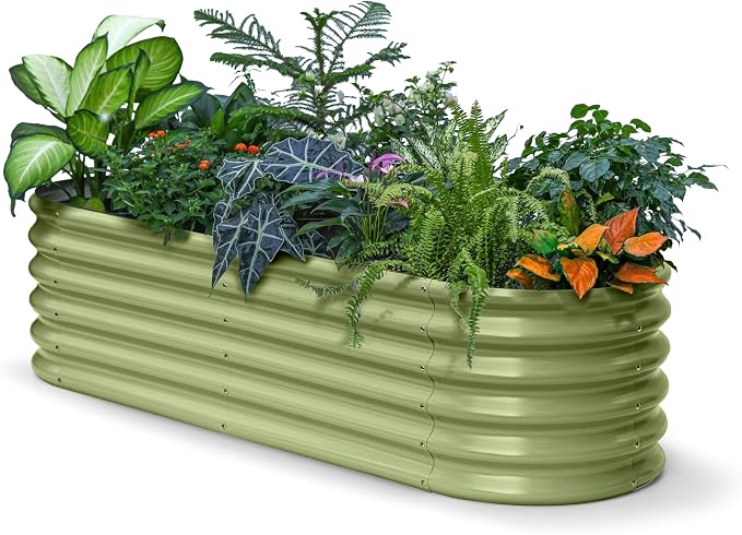 6x2x1.5 ft Galvanized Raised Garden Bed, 18" Tall Metal Raised Planters for Outdoor Plants, Vegetables, Herbs, Above Ground Raised Garden Bed Kit for Small Space Gardening - Moss Green