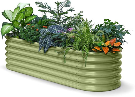 6x2x1.5 ft Galvanized Raised Garden Bed, 18" Tall Metal Raised Planters for Outdoor Plants, Vegetables, Herbs, Above Ground Raised Garden Bed Kit for Small Space Gardening - Moss Green