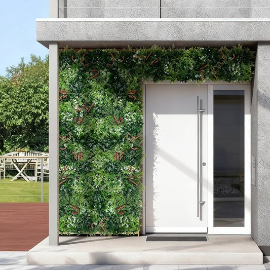 16PCS Grass Wall Panels, 20"x20" Artificial Ivy Privacy Fence Screen, UV-Anti Faux Boxwood Grass Wall Panels for Garden Patio Balcony
