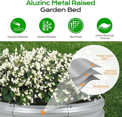 Aoodor 9" Tall 30" Metal Raised Garden Bed, Outdoor Planter Box and Raised Garden Kit for Vegetables, Flowers, Arugula and Herbs, Silver