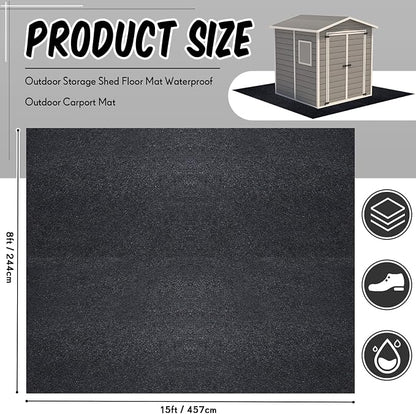 Haull Shed Floor Mat 8 x 15 ft Outdoor Waterproof Nonslip Durable Storage Sheds Protector Rug for Carport Patio Garage Garden Spring Summer Outdoor, Storage Shed Not Included