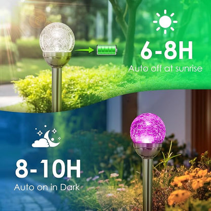 SOLPEX Solar Garden Lights Outdoor, 3 Pack Multi-Color Solar Lights Outdoor Solar Powered Glass Ball Garden Lights Waterproof for Patio Decoration