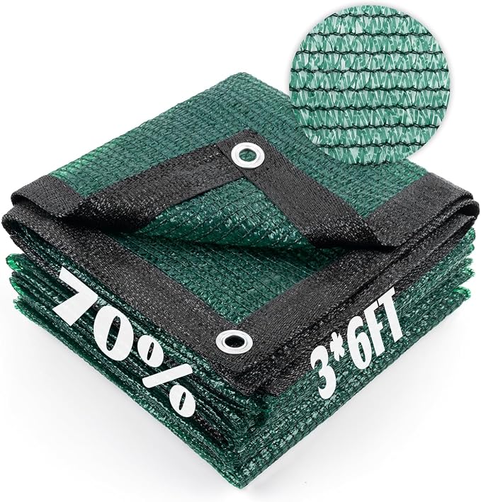 Cool Area 70% Sun Shade Cloth Mesh Tarp with Grommets for Plant Cover 3x6ft Patio Canopy Garden Pergola Greenhouse Car Barn Kennel Dark Green