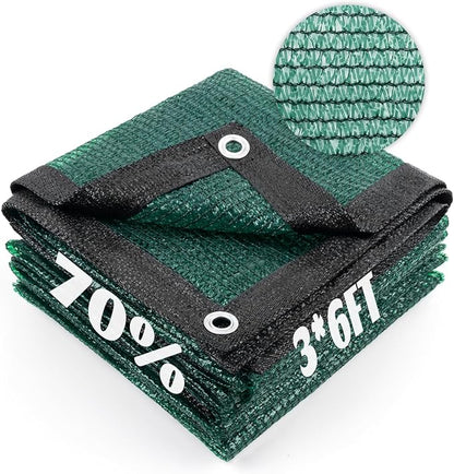 Cool Area 70% Sun Shade Cloth Mesh Tarp with Grommets for Plant Cover 3x6ft Patio Canopy Garden Pergola Greenhouse Car Barn Kennel Dark Green