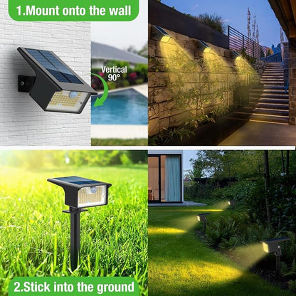 nipify 3 Pack 62 LED Solar Spot Lights Outdoor Motion Sensor with 3 Modes | 2-in-1, Auto ON/OFF, Solar Powered, Waterproof Landscape Spotlights for Outside Yard Wall Garden, Warm White