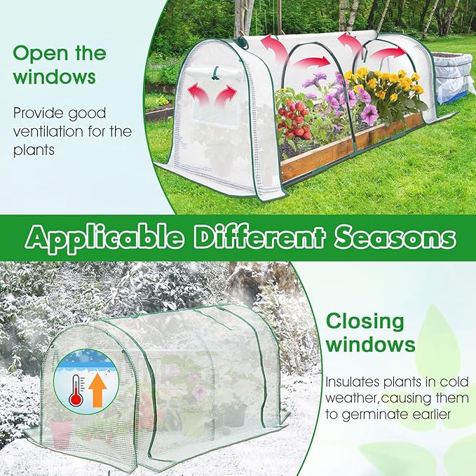 Mini Greenhouse for Outdoor,Portable Small Tunnel Greenhouses for Outdoors with Roll up Zipper Door for Protecting Plant (PE, 47" x23" x 23")
