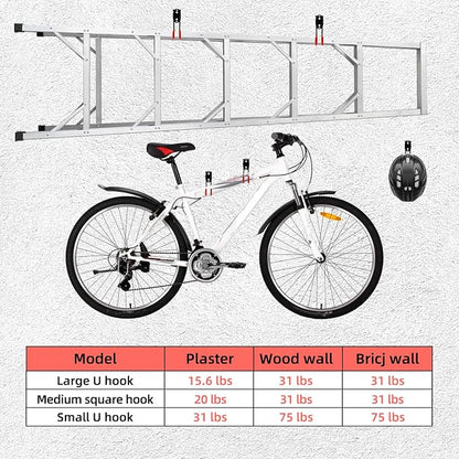 Garage Hooks Heavy Duty, Medium Square Hooks Set Wall Mount, Anti-Slip PVC Coated Steel Utility Storage Organizer for Hanging Ladders, Bikes, Garden Tools and Hoses 8 Packs