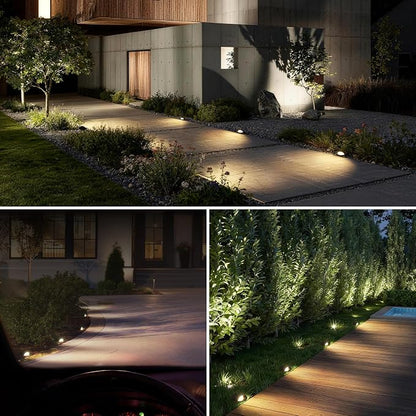 SUNVIE 5W Low Voltage Landscape Lighting Anti-Glare Outdoor In-Ground Lights 3000K Well Lights Low Voltage with Wire Connectors Waterproof LED Landscape Lighting for Pathway Garden, 12 Pack