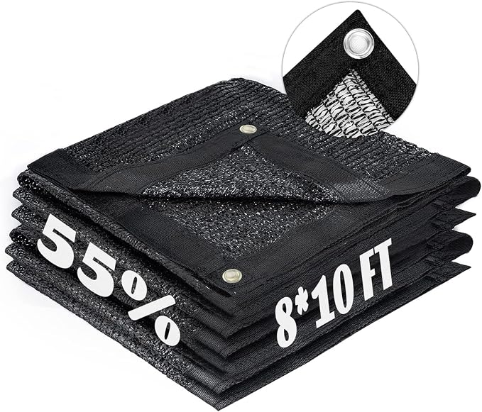 LOVE STORY 8x10FT 55% Black Shade Cloth Sun Shade Net with Grommets Sunblock Net Mesh Tarp for Garden,Plants Cover,Greenhouse and Patio