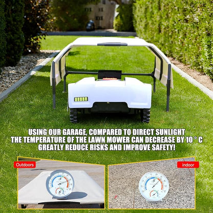 Robot Mower Garage, Rainproof UV-Proof Shelter for All Mowers | Thickened 600D Oxford fabric | Rust-proof steel frame | 35.5×29×17in | Fits Lymow, Segway, Mammotion, Husqvarna, WORX & more