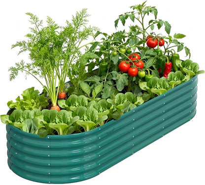Galvanized Raised Garden Bed, 18" Tall Metal Raised Beds for Gardening | 8x3x1.5ft, Large Planters Boxes for Outdoor Plants Vegetables, Flowers, Herbs & Tomatoes, Above Ground Garden Beds Kit, Green