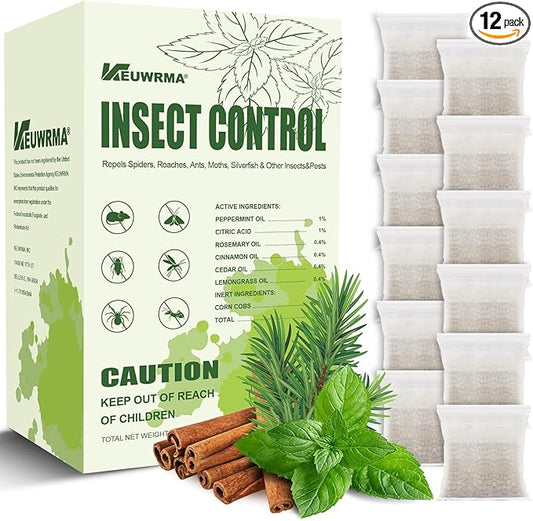 Spider Repellent Indoor Mosquito Patio Peppermint Oil Pet Safe 12 Pack | Formula natural peppermint oil,repels Insect repellent, gentle for pets and kids,For Bedroom Kitchen Basement Yard Garage