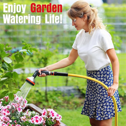 Garden Hose 75 ft x 5/8" with Nozzle, Water Hose Heavy Duty Flexible, Lightweight Kink-less Hybrid Hose with Swivel Handle, Male to Female Fittings