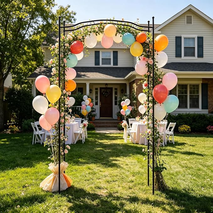 Metal Garden Arbors 93" Thickened Arch Trellis for Climbing Plants | Outdoor Arbor Rustproof Metal Frame Trellises Grapes Rose Yard Entrance Wedding Arched Backdrop Stand Party Event Decoration
