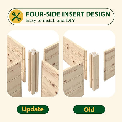 MUPATER 25.8 Cubic Feet Wooden Raised Garden Bed, Garden Bed Outdoor with Mortise & Tenon Design, 49” Wx95 ”Lx11” H Planters for Outdoor Plants, Herbs, Vegetables, and Flowers, Garden, Natural Wood