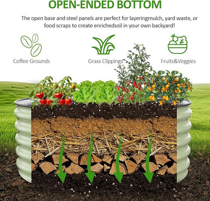Gruper Galvanized Raised Garden Bed, 3.5ft x 17'' Tall Round Metal Planter Raised Garden Boxes Outdoor for Vegetable Fruits Flower Herb, Anti-Rust and Sturdy & Easy-Setup