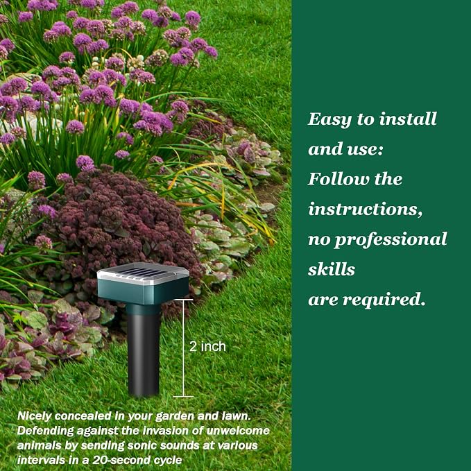 Snake Away for Outdoors, Solar Powered Snake Repellent for Yard - Sonic Snake Deterrent, Waterproof & Pet Safe for Garage, Lawn, Home Use (6)