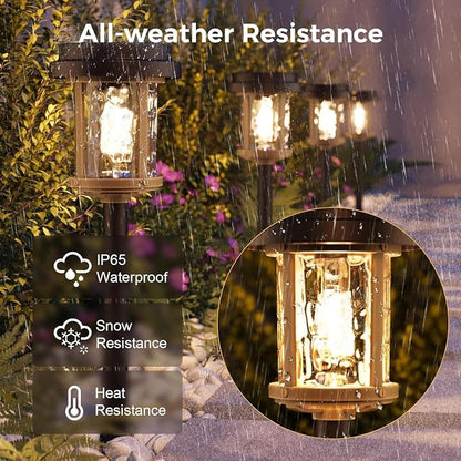 XMCOSY+ Solar Pathway Lights Outdoor, 6 Pack Solar Powered Garden Lights, 20 LM LED Glass Landscape Lights, Waterproof Lighting for Garden Yard Landscape Driveway Walkway