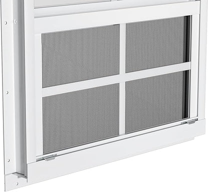 2 Pack Shed Windows - 24" W x 27" H Flush Mount, White Household Windows for Small Playhouses, Barns, Chicken Coops