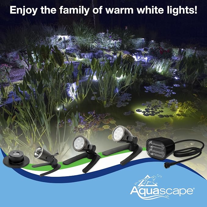 Aquascape 8-Watt Wide-Angle Submersible Warm White Underwater LED Light for Ponds & Water Features, 84077