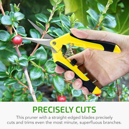 iPower 6.5 inch Pruning Shears for Gardening Trimming Scissors, Hand Pruner, Stainless Steel, Yellow