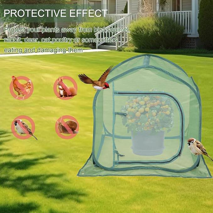 UV-Resistant Durable Pop Up Plant Covers & Garden Mesh Netting - Protective Bird Netting for Tomato & Crop Protection, Portable Pop-Up Mesh Plant Covers for Raised Beds