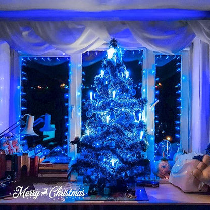 JMEXSUSS 150 LED Blue String Lights Indoor Outdoor Waterproof, Connectable 59 Ft Plug in String Lights, 8 Modes Blue Christmas Lights for Bedroom, Patio, Party, Holiday Decorations, EXS-S-0150