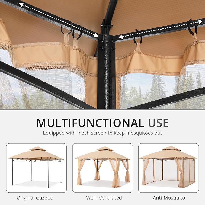 MASTERCANOPY Patio Gazebo Mosquito Netting Screen Walls ONLY (10x10, Beige)