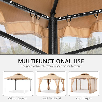 MASTERCANOPY Patio Gazebo Mosquito Netting Screen Walls ONLY (10x10, Beige)