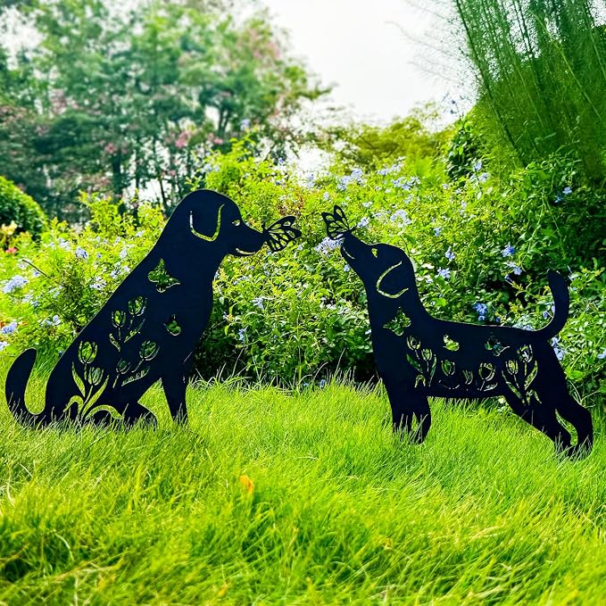 TIGGSY Dog Metal Decorative Garden Stakes Labrador Dog Gifts for Women/Men Animal Silhouette Statues for Yard Art, Outside, Patio, Outdoor Decor, Garden Decorations, Lawn Ornaments