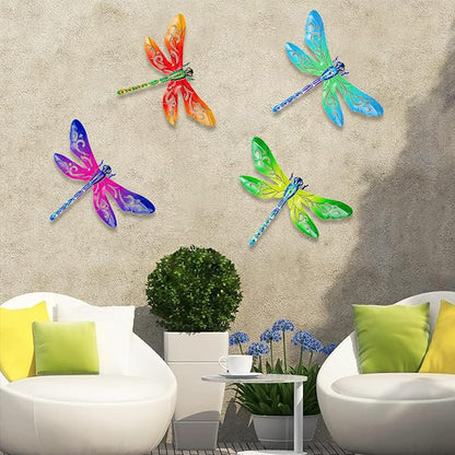 SUNREEK Metal Dragonfly Wall Decor, 12 Inches Dragonfly Outdoor Wall Art for Fence Garden Yard Patio Decorations