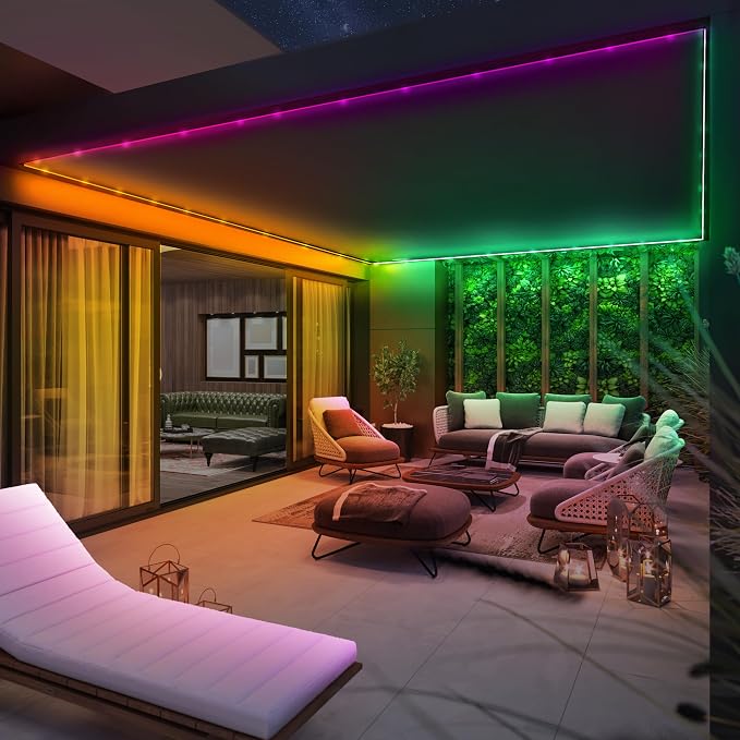Feit Electric 10ft Chasing & Tunable White LED Tape Light, Dimmable, RGB Colors, Cut-to-Fit, Linkable up to 40ft, Slim 0.4in Width, Indoor/Outdoor Plug-In Light Strip, Remote Controlled, TAPE120/CHASE