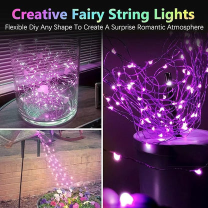 BOSSERN 2 Pack 100 LED Fairy Lights Battery Operated with Remote, 8 Modes String Lights Indoor Outdoor, Cuttable Battery Light for Home Bedroom Wedding DIY Centerpiece Christmas Decorations (Purple)