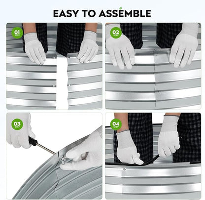 2 Pcs 4x4x1ft Round Galvanized Raised Garden Bed Outdoor, Metal Planter Box for Gardening, Raised Garden Beds for Vegetables Flowers Herbs - Silver