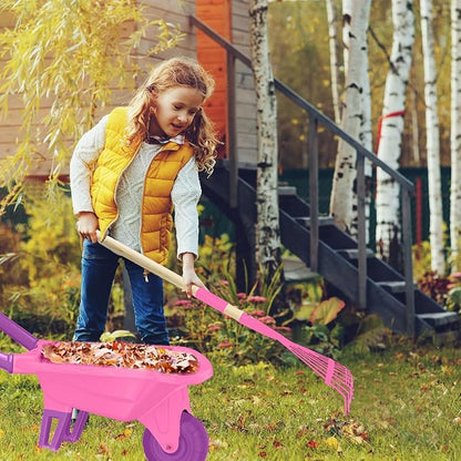 Qtioucp Kids Gardening Tools Outdoor Toys Set Backyard Play with Wheelbarrow Educational STEM Learning Pretend Toys Outdoor Indoor for Toddlers Kids Boys Girls