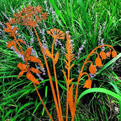 Metal Flowers Garden Stakes | 5Pcs，Easy to use, no maintenance required