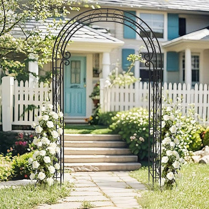 Garden Arch – 51"(L) x 88"(H) Metal Arbor, Thickened Rust-Proof Steel Pipe, Garden Gate Arch for Backyard Entry, Trellis for Climbing Plants Outdoor, Walkway Arbor for Yard, Patio, Courtyard