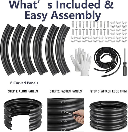 2 x 2 x 1 ft Round Raised Garden Bed, Black 1 Pack 0.6 mm Thick Galvanized Steel Planter Box with Double Layer Paint and Safety Edge Trim for Vegetables Flowers Herbs Outdoor Garden