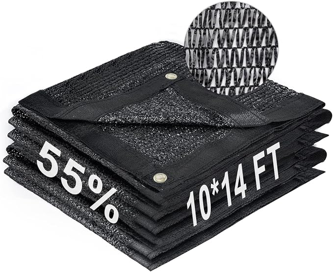 LOVE STORY 10x14FT 55% Black Shade Cloth Sun Shade Net with Grommets Sunblock Net Mesh Tarp for Garden,Plants Cover,Greenhouse and Patio
