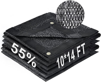 LOVE STORY 10x14FT 55% Black Shade Cloth Sun Shade Net with Grommets Sunblock Net Mesh Tarp for Garden,Plants Cover,Greenhouse and Patio